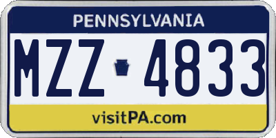PA license plate MZZ4833
