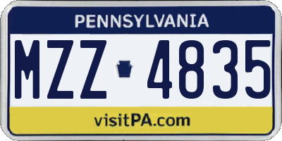 PA license plate MZZ4835