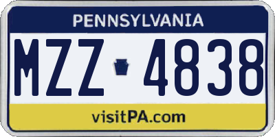PA license plate MZZ4838