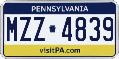 PA license plate MZZ4839