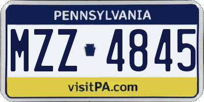 PA license plate MZZ4845