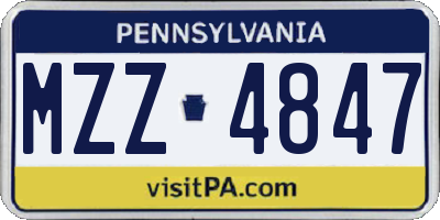 PA license plate MZZ4847