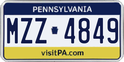 PA license plate MZZ4849