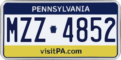 PA license plate MZZ4852