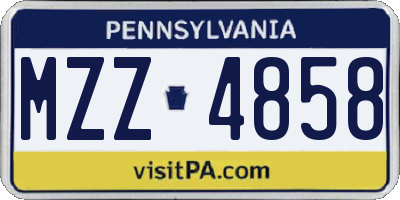 PA license plate MZZ4858