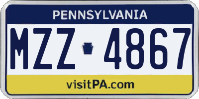 PA license plate MZZ4867
