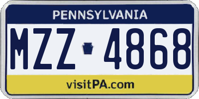 PA license plate MZZ4868