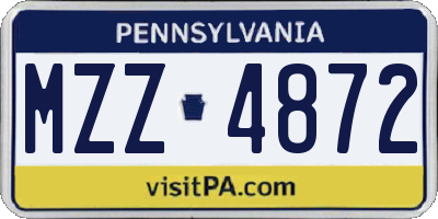 PA license plate MZZ4872