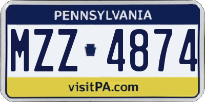 PA license plate MZZ4874