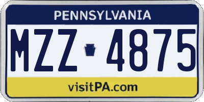 PA license plate MZZ4875