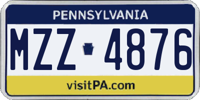 PA license plate MZZ4876