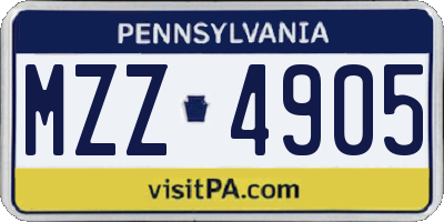 PA license plate MZZ4905