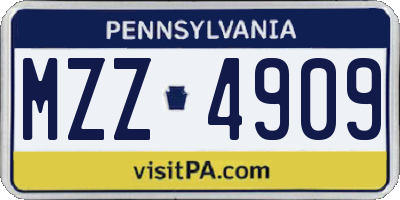 PA license plate MZZ4909