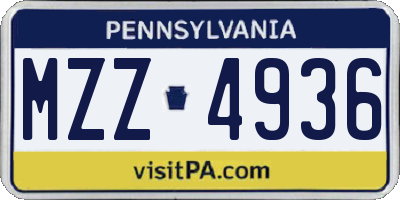 PA license plate MZZ4936