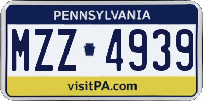PA license plate MZZ4939