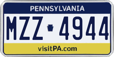 PA license plate MZZ4944