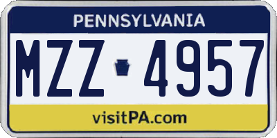 PA license plate MZZ4957
