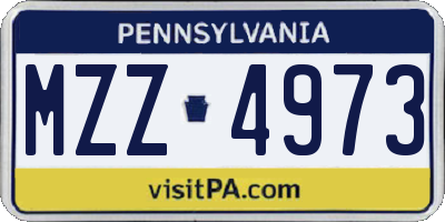 PA license plate MZZ4973