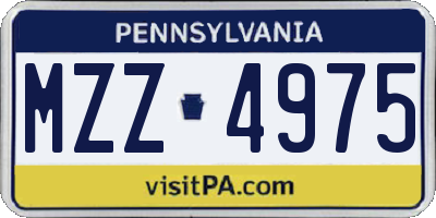 PA license plate MZZ4975