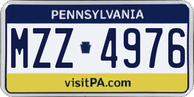 PA license plate MZZ4976