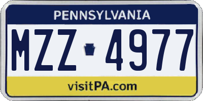 PA license plate MZZ4977