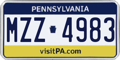 PA license plate MZZ4983