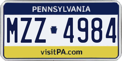 PA license plate MZZ4984