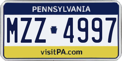 PA license plate MZZ4997