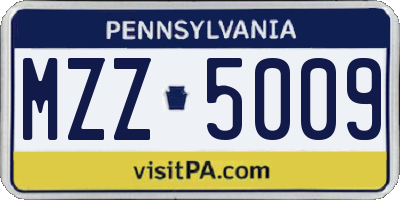 PA license plate MZZ5009