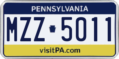 PA license plate MZZ5011