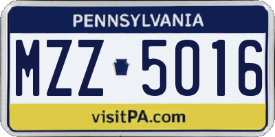 PA license plate MZZ5016