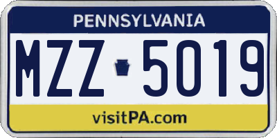 PA license plate MZZ5019