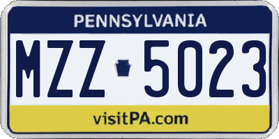 PA license plate MZZ5023