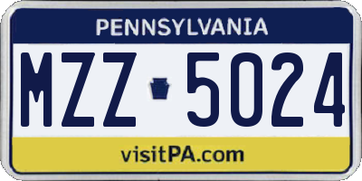 PA license plate MZZ5024