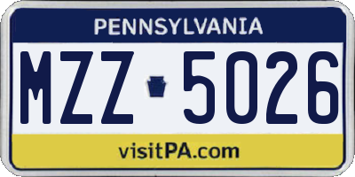PA license plate MZZ5026