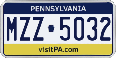 PA license plate MZZ5032