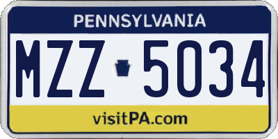 PA license plate MZZ5034