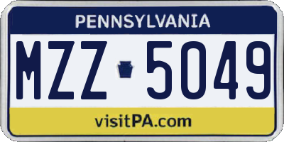 PA license plate MZZ5049