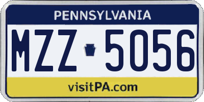 PA license plate MZZ5056