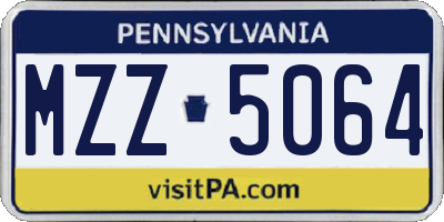 PA license plate MZZ5064