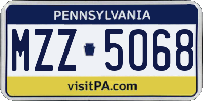 PA license plate MZZ5068
