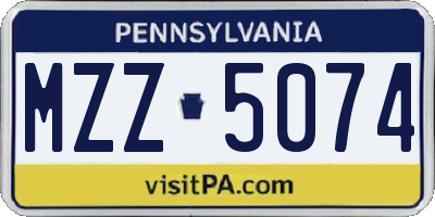 PA license plate MZZ5074