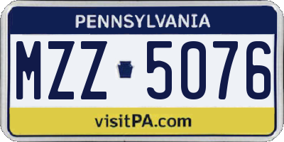 PA license plate MZZ5076