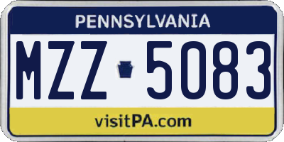 PA license plate MZZ5083