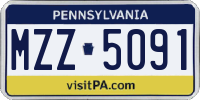 PA license plate MZZ5091