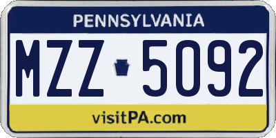 PA license plate MZZ5092