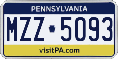 PA license plate MZZ5093