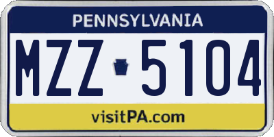 PA license plate MZZ5104