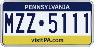 PA license plate MZZ5111