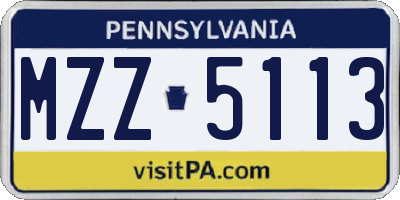 PA license plate MZZ5113